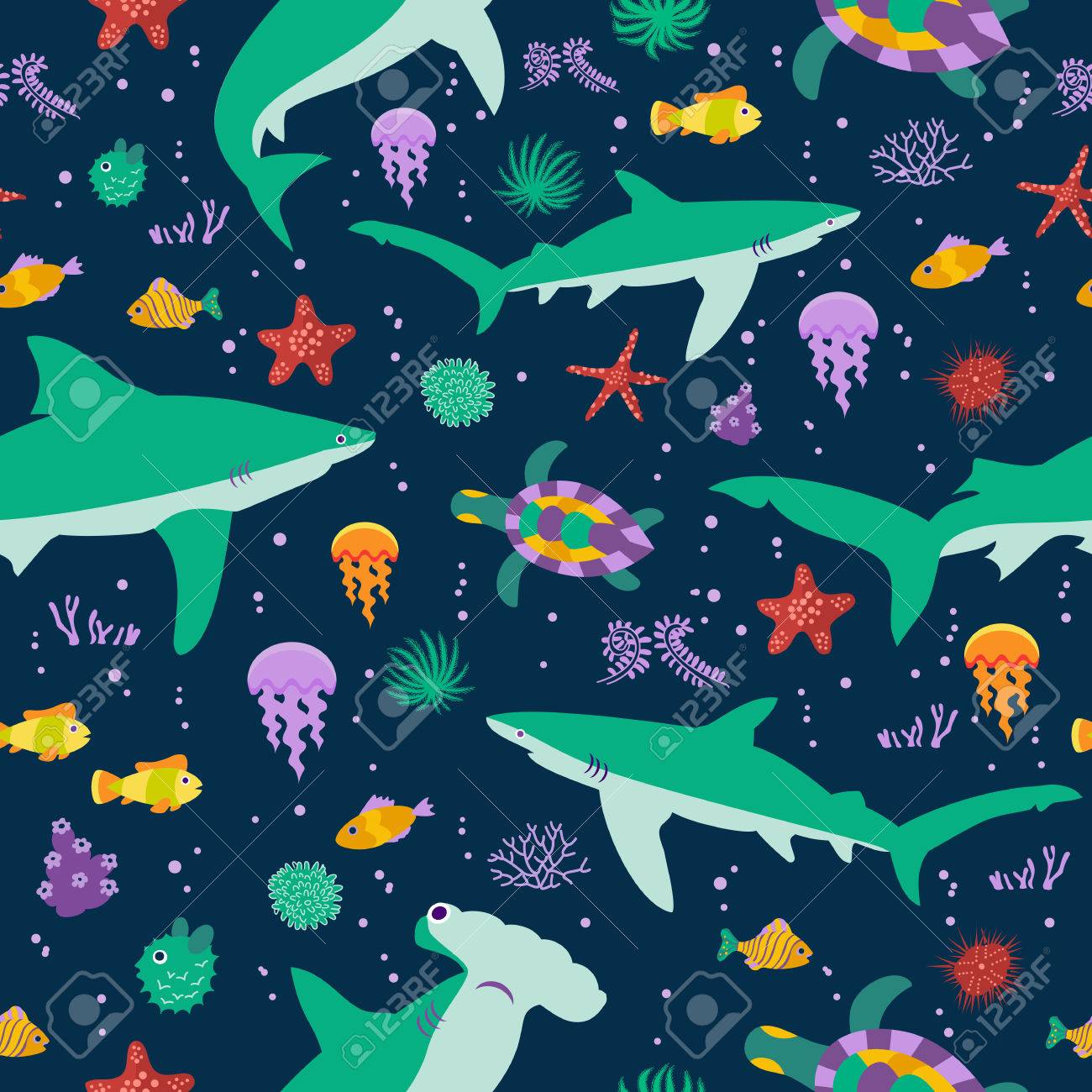 INTERESTPRINT Womens Underwater Pattern with Cute Cartoon Sharks Jacket Coat INTERESTPRINT Womens Underwater Pattern with Cute Cartoon Sharks Jacket Coat