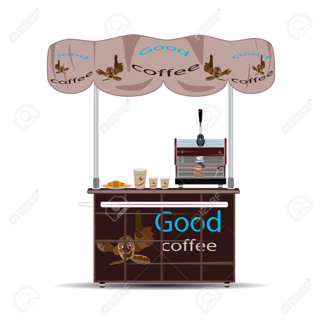 コーヒーのベクトル イラストは失速に孤立した白い背景です 販売ブースでは フラット スタイルのスタンド のイラスト素材 ベクタ Image コーヒーのベクトル イラストは失速に孤立した白い背景です 販売ブースでは フラット スタイルのスタンド のイラスト素材 ベクタ Image