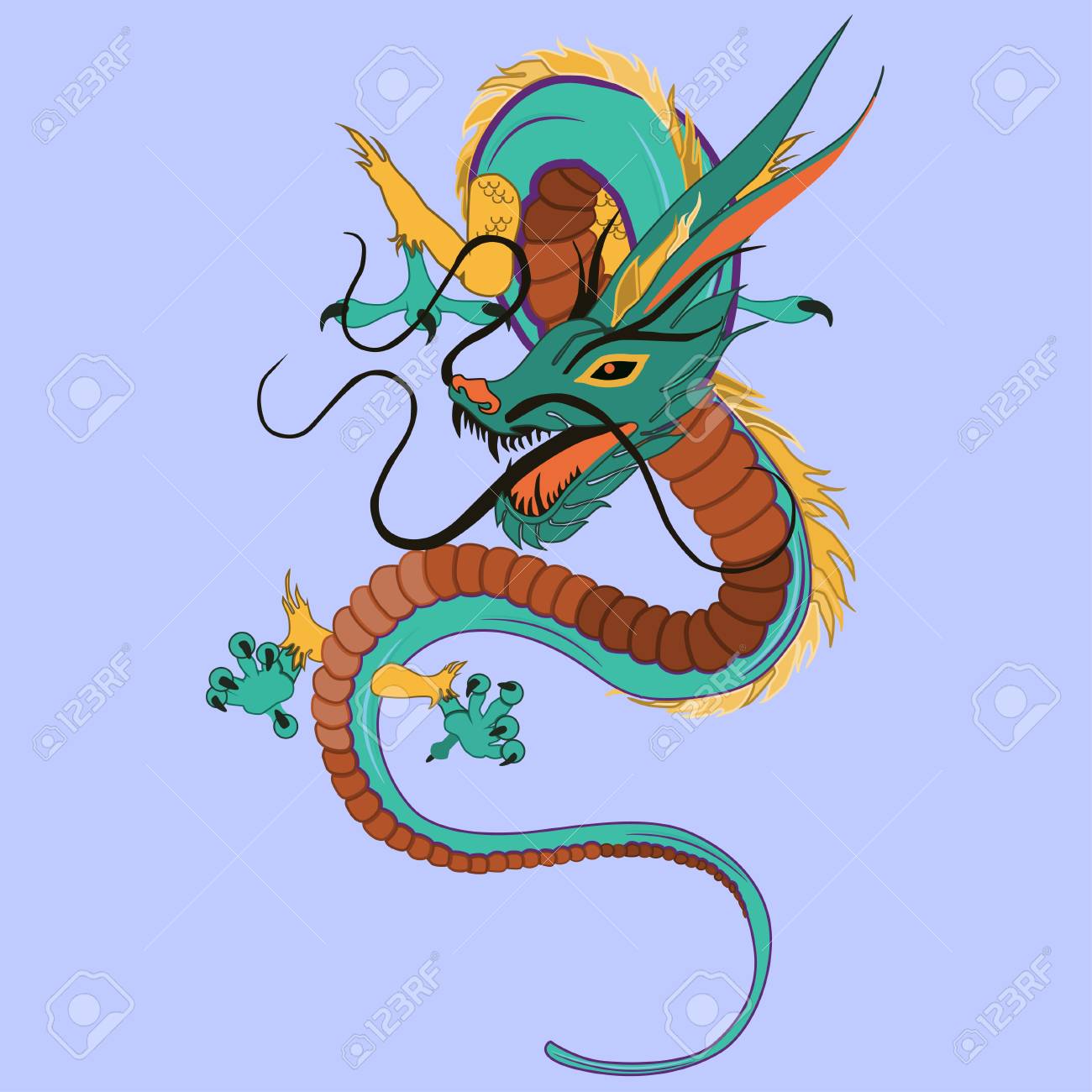 中国のドラゴンのベクター イラストです フラット スタイルのデザイン 中国神話の伝説のクリーチャー のイラスト素材 ベクタ Image