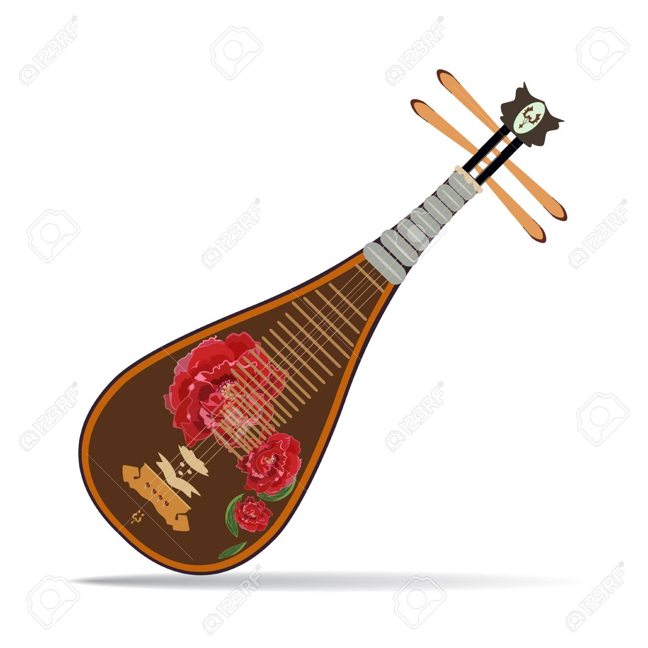 vector illustration of chinese pipa isolated on white background