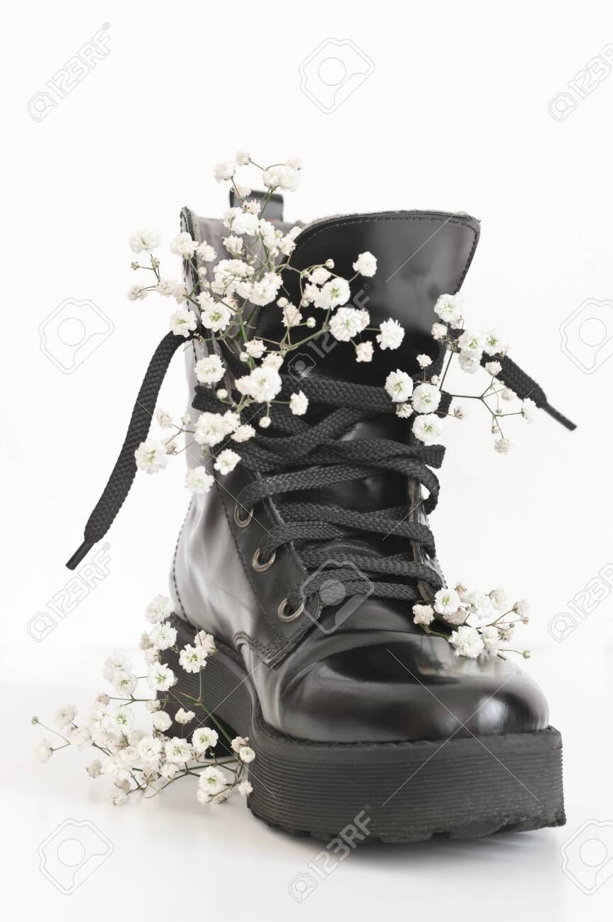 flower combat boots