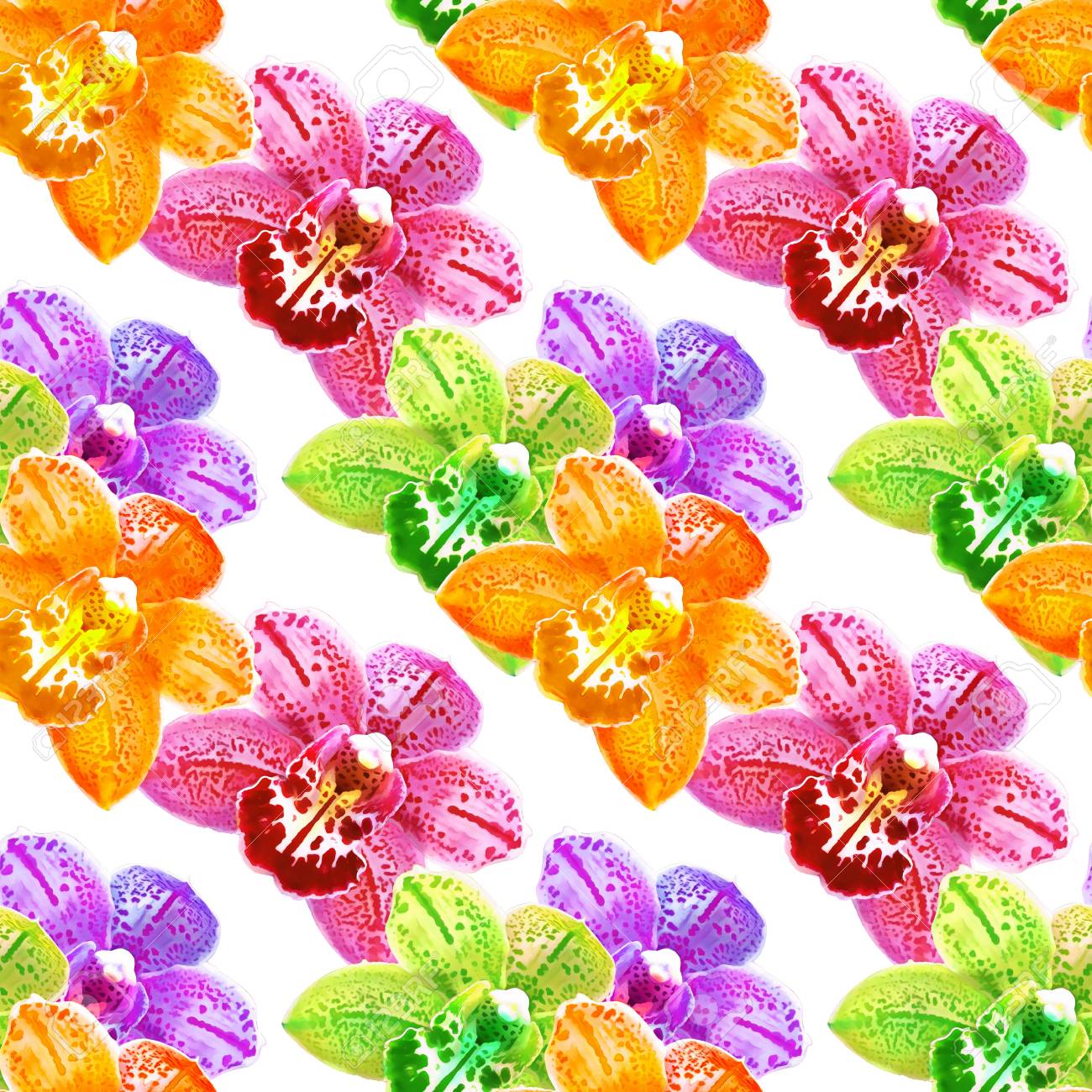 蘭の花 胡蝶蘭 花のテクスチャー 連続レプリケーションのシームレスなパターン 花の背景 繊維 コットン生地の生産のための写真のコラージュ 壁紙用カバーします の写真素材 画像素材 Image