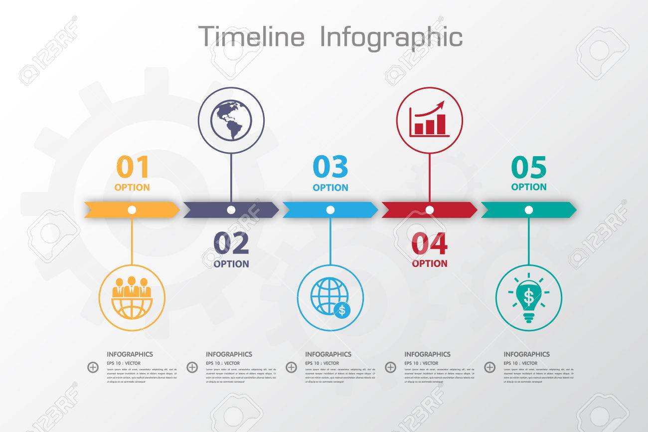 long shadow design clean number timeline template graphic or website design timeline template