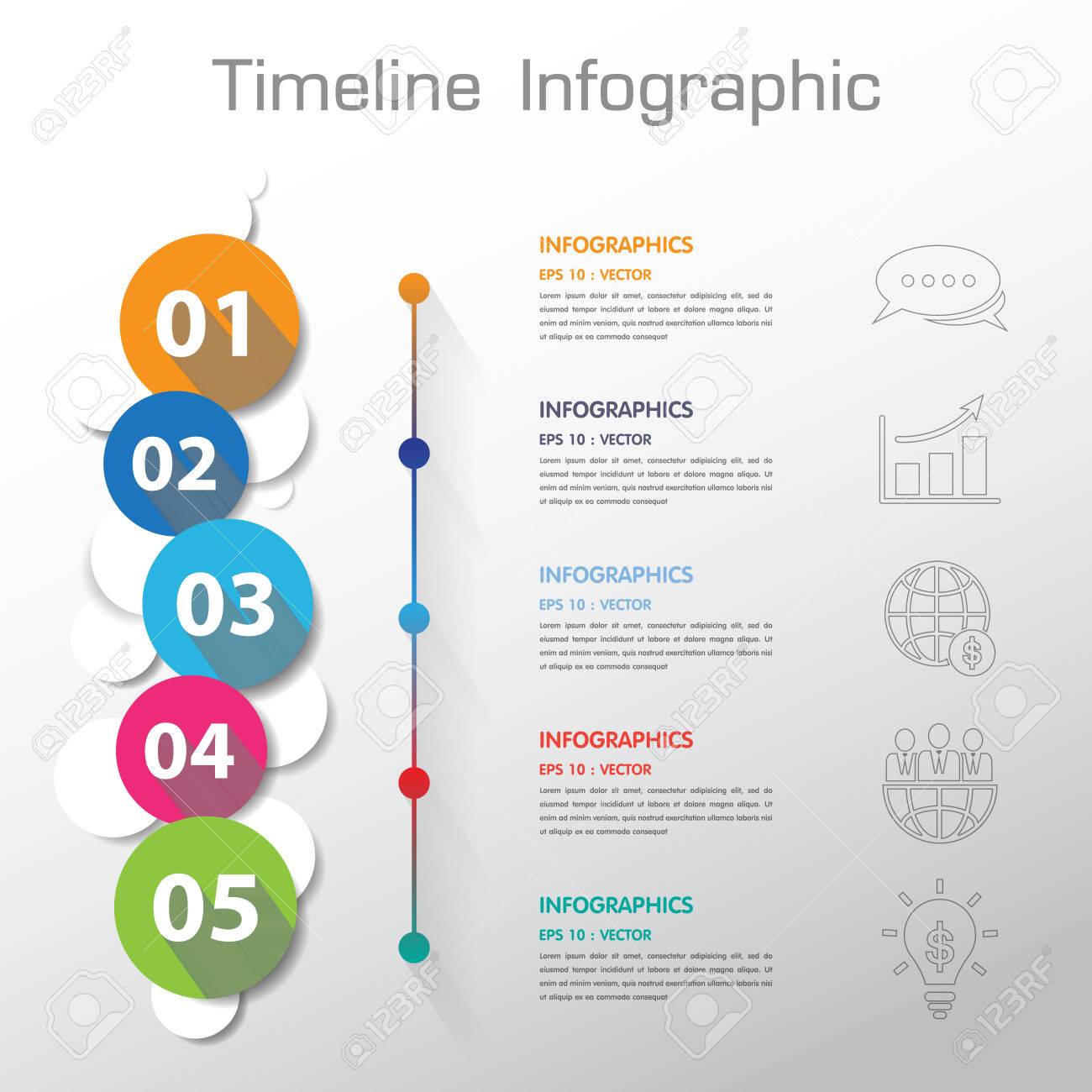 long shadow design clean number timeline template graphic or website design timeline template