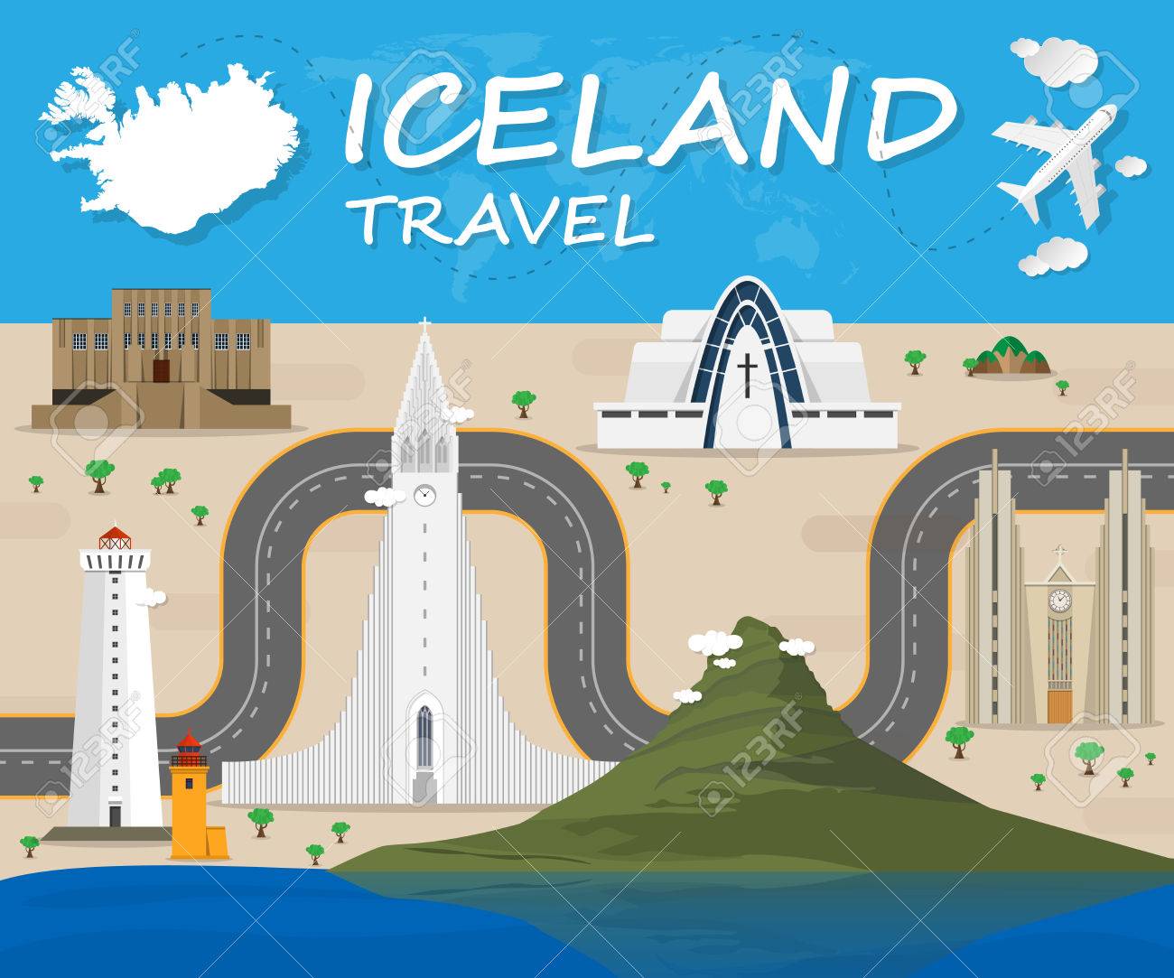 Islandia Viaje De La Señal Global Y Viaje Infografía Plantilla De Diseño.  Fotos, retratos, imágenes y fotografía de archivo libres de derecho. Image  65082899