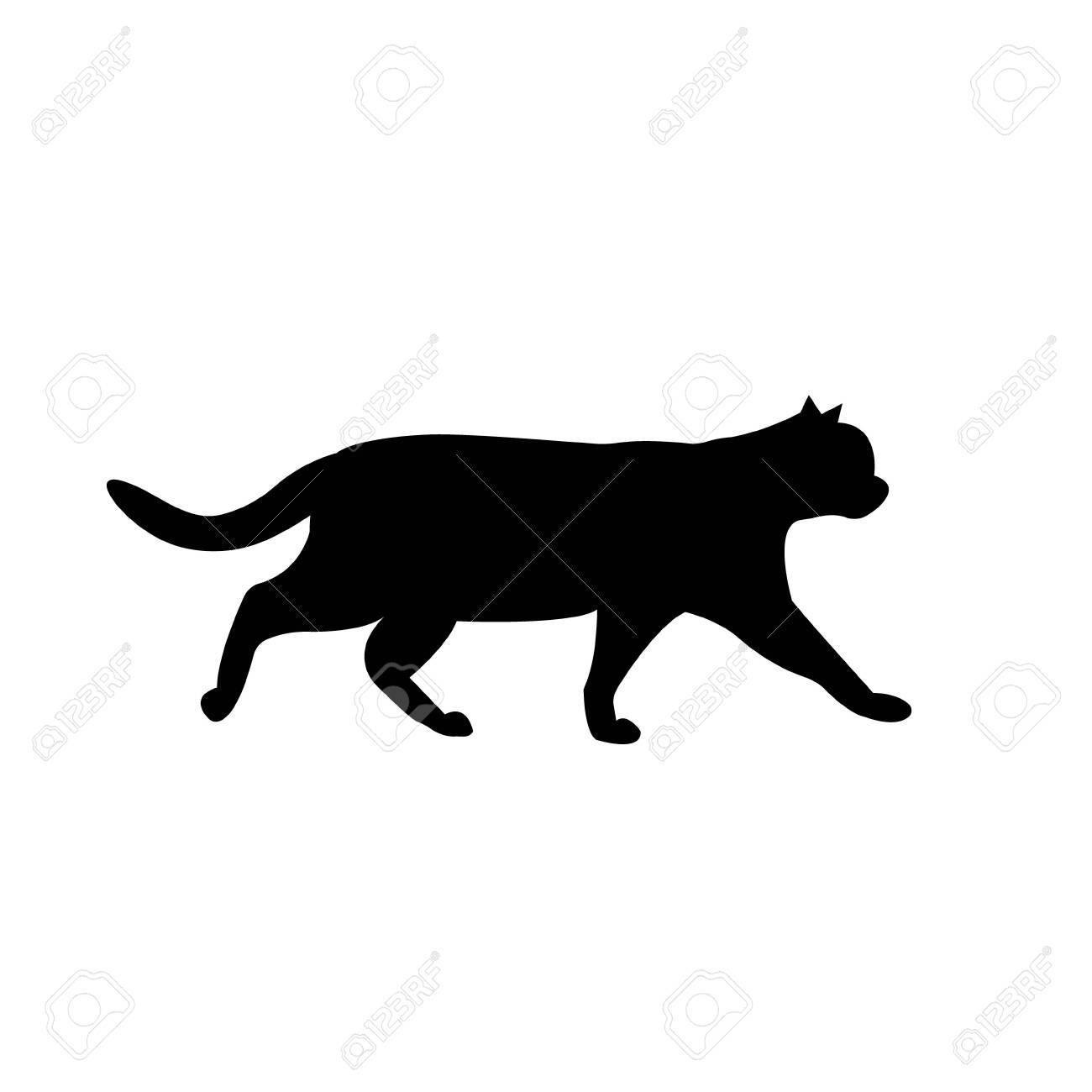 Vector Walking Black Cat Silhouette Isolated On White Royalty Free SVG,  Cliparts, Vectors, and Stock Illustration. Image 123747951., image size:1300x1300
