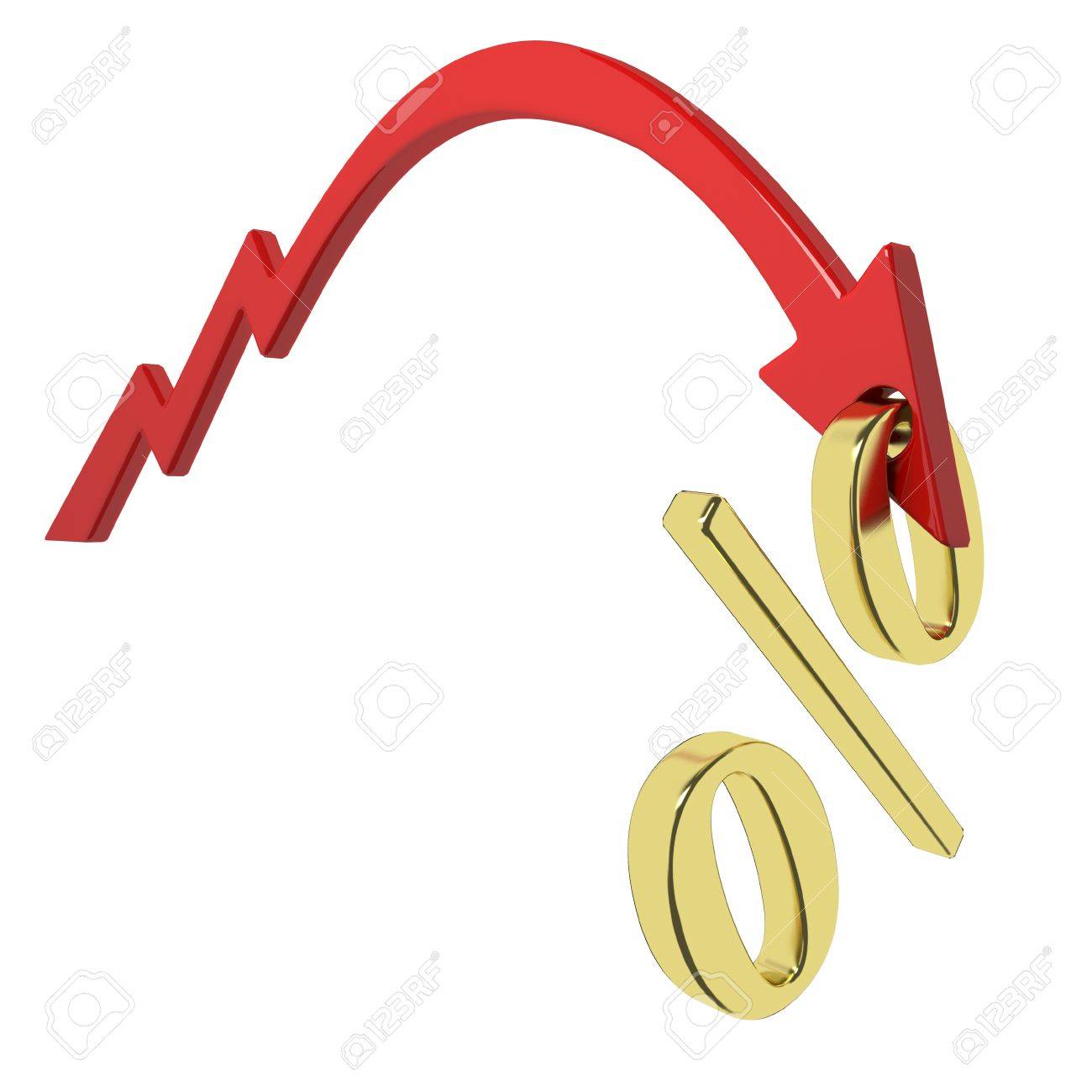 아래로 화살표와 반짝이 황금 비율 기호입니다. 화살표 아래로 황금 백분율 기호입니다. 백분율 하락 로열티 무료 사진, 그림, 이미지  그리고 스톡포토그래피. Image 22344936