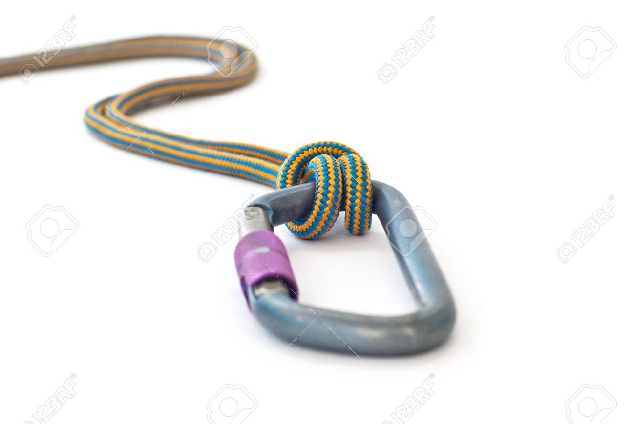 Isolated climbing equipment - carabiner and rope - 5637487 Isolated climbing equipment - carabiner and rope - 5637487