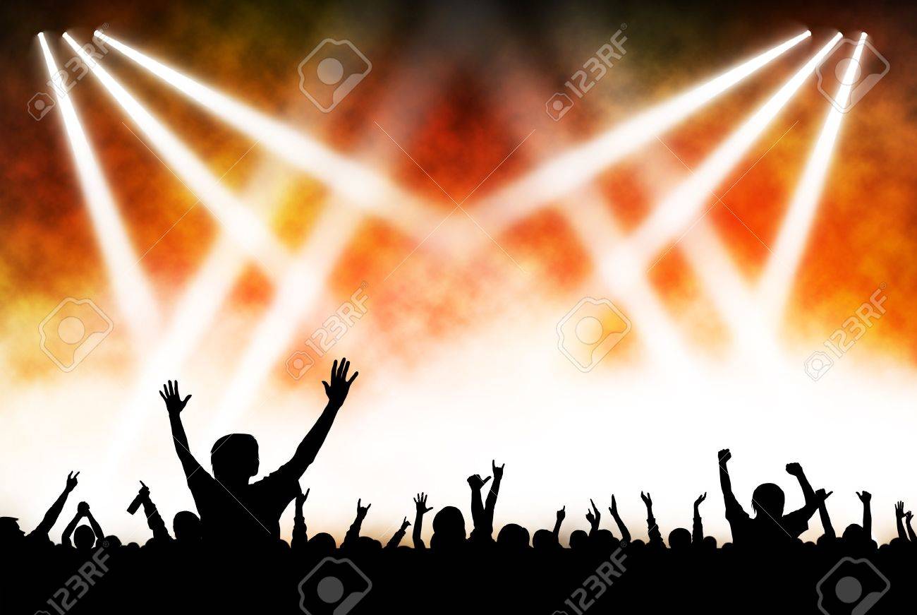 hands at the concert, silhouettes against stage lighting - 6864033 hands at the concert, silhouettes against stage lighting - 6864033