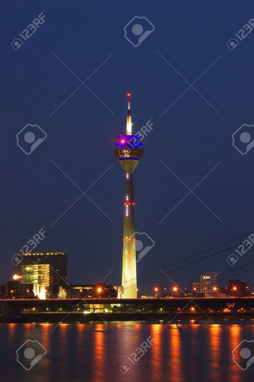 Media Port (Medienhafen) and Rheinturm tower Dusseldorf at night - 8817352 Media Port (Medienhafen) and Rheinturm tower Dusseldorf at night - 8817352