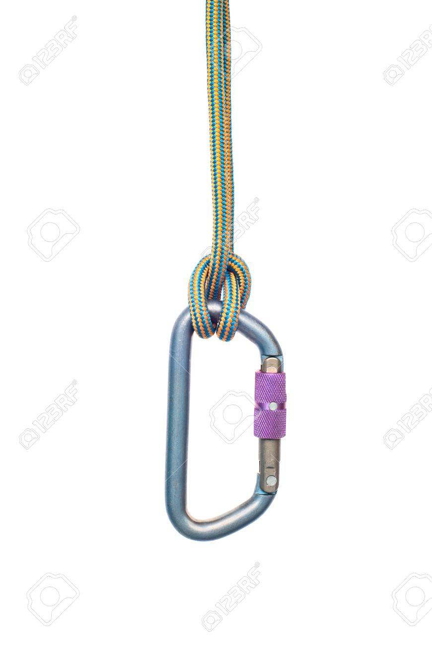 Isolated climbing equipment - carabiner and rope - 8817374 Isolated climbing equipment - carabiner and rope - 8817374