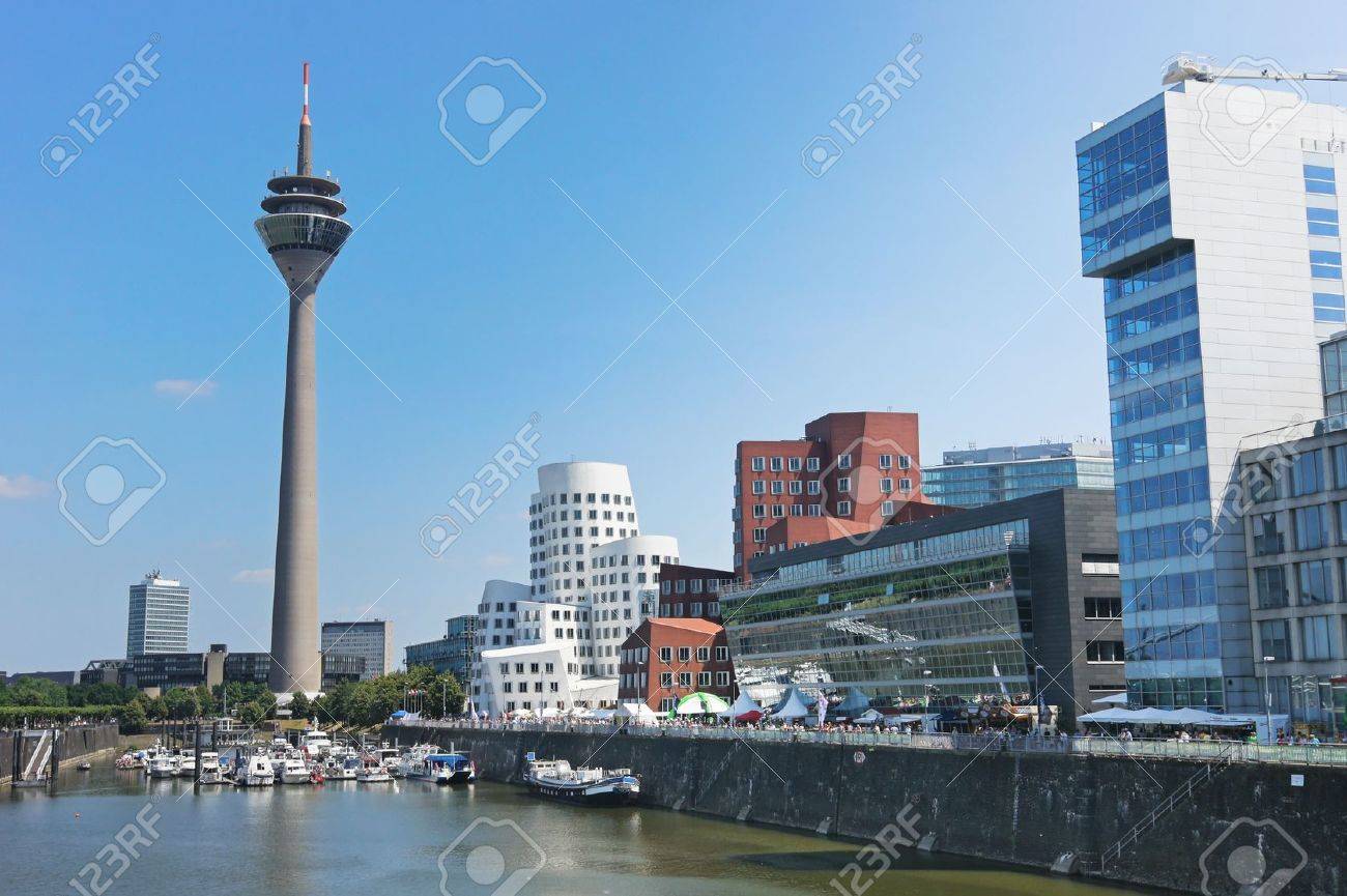 Media Port (Medienhafen) and Rheinturm tower Dusseldorf - 8939568 Media Port (Medienhafen) and Rheinturm tower Dusseldorf - 8939568