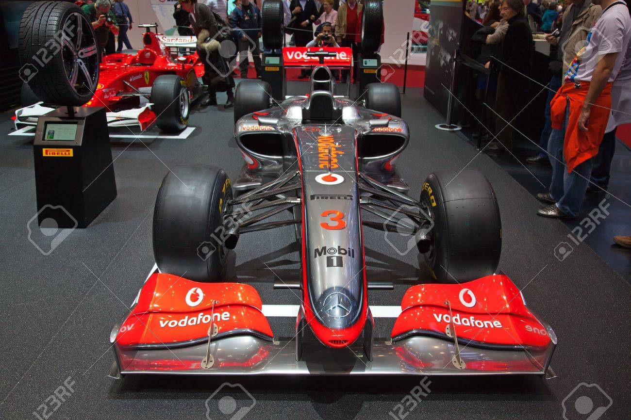 Geneva March 8 The Mclaren Mercedes F1 Racing Car On Display