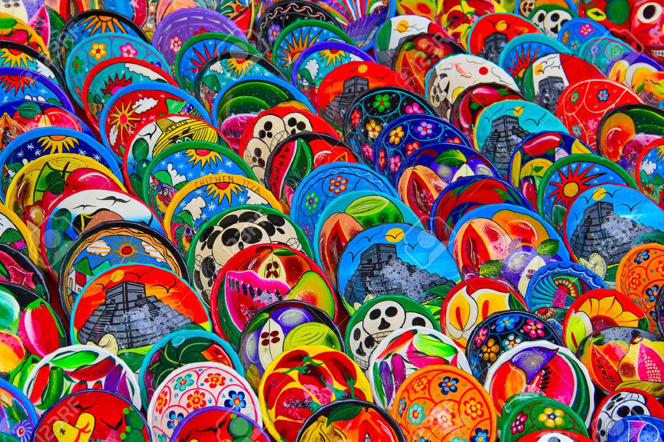 Colorful traditional mexican ceramics on the street market - 46152158 Colorful traditional mexican ceramics on the street market - 46152158