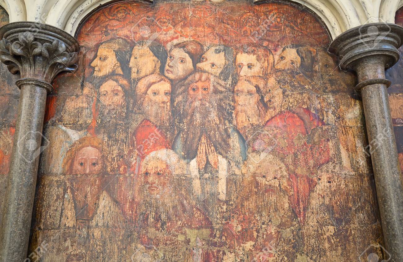 Frescos Antiguos En Las Paredes De La Abadia De Westminster En