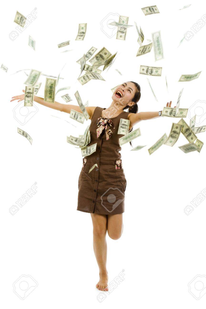 pretty woman throwing 100 dollar bills, isolated on white background - 7138744 pretty woman throwing 100 dollar bills, isolated on white background - 7138744