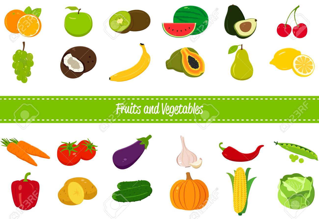fruits and vegetables icons organic fruits and vegetables template