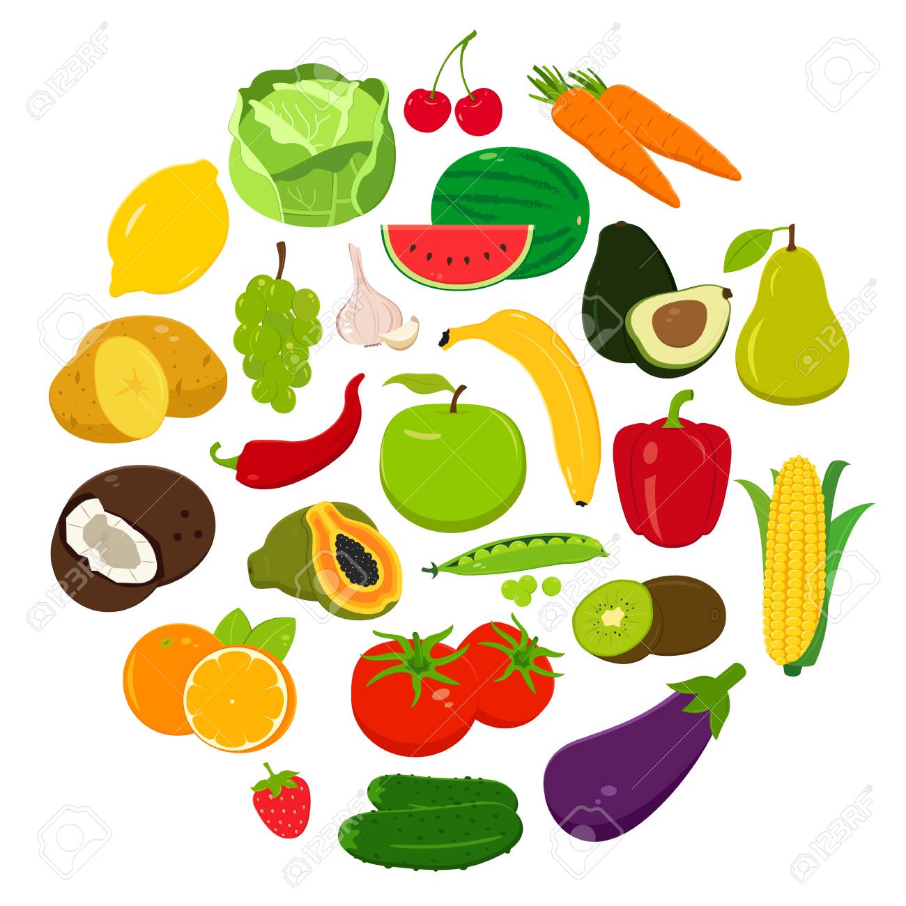 fruits and vegetables icons organic fruits and vegetables template