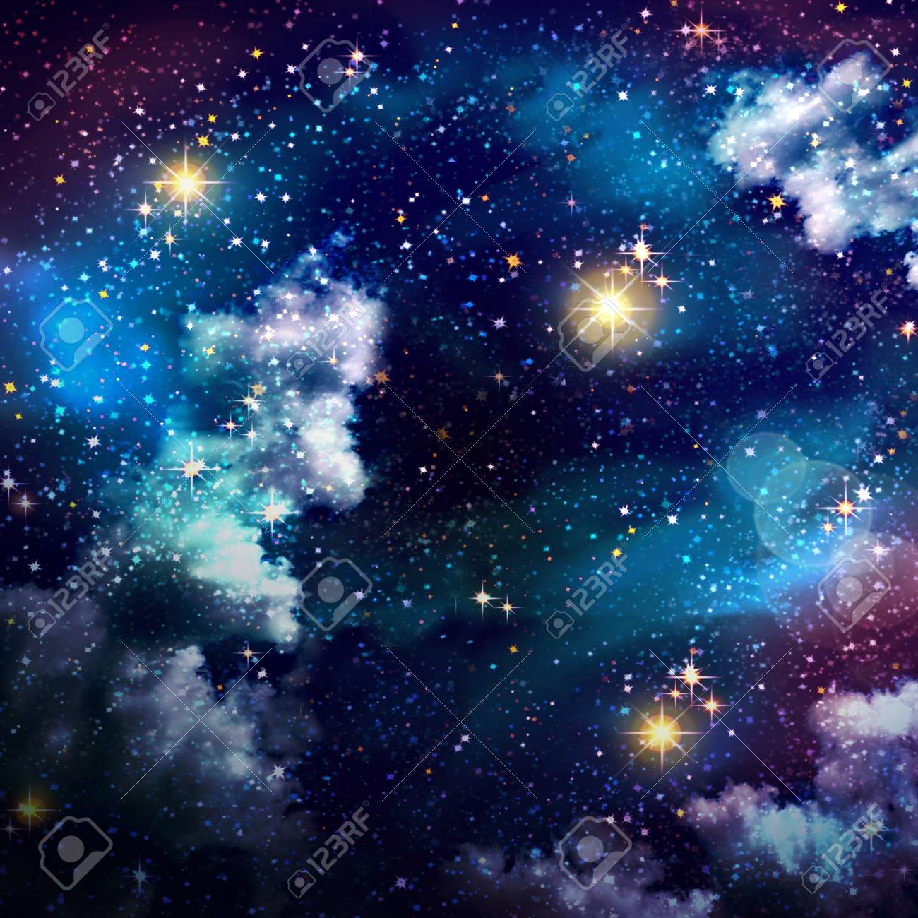 Night Sky With Colorful Stars. Stock Photo, Picture and Royalty Free Image.  Image 88901178.