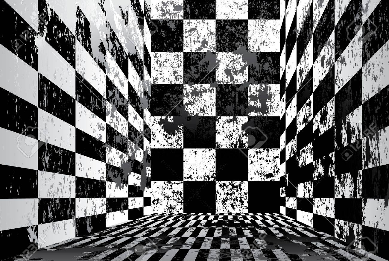汚れた市松模様の部屋 のイラスト素材 ベクタ Image