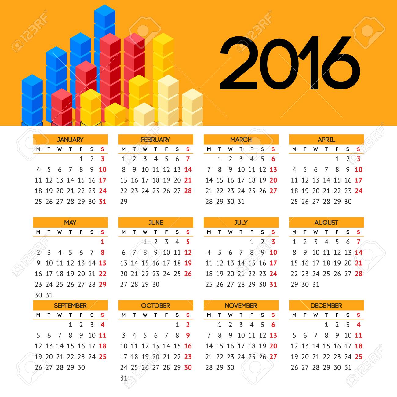 Calendar 2016 Template Design With Header Picture Royalty Free Cliparts Vectors And Stock Illustration Image 45070141