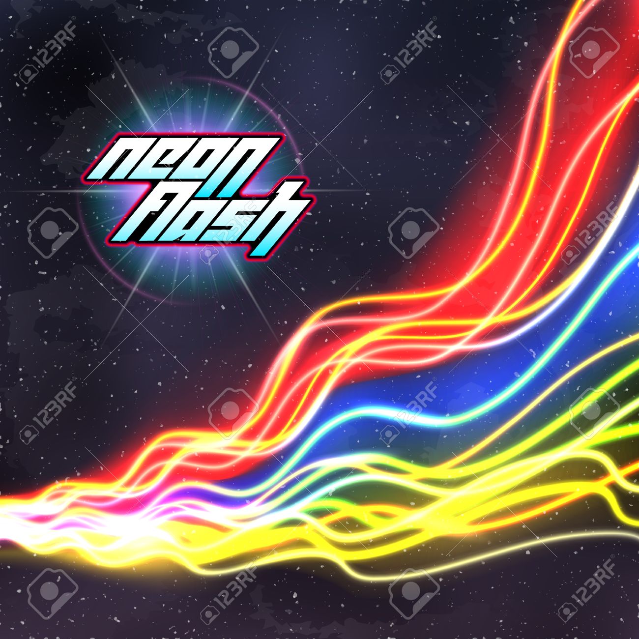 Neon Lines New Retro Wave Background With 80s Dusty Style Stock Vector Neon Lines New Retro Wave Background With 80s Dusty Style Stock Vector