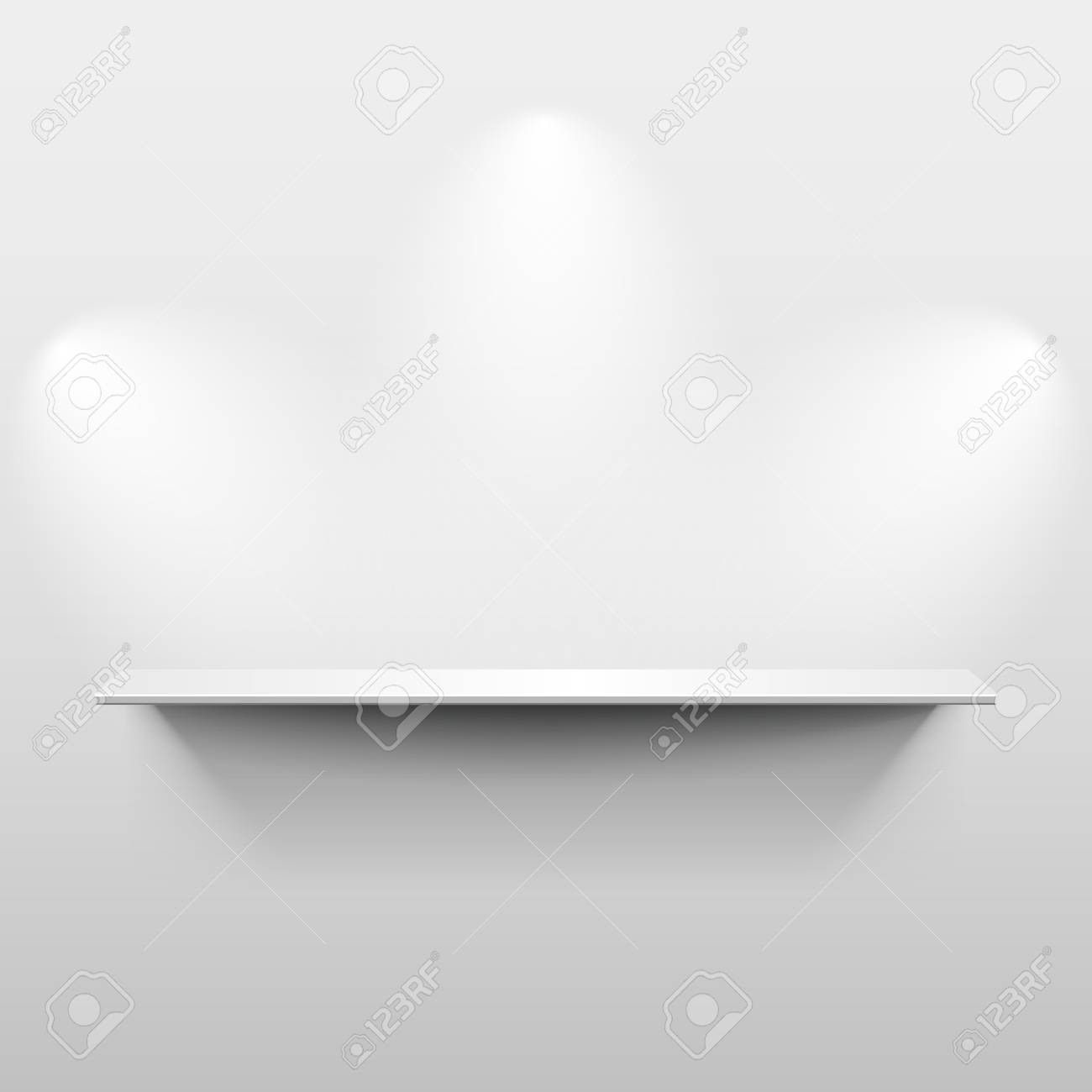 Estante En La Pared Con Luz Y Sombra En La Habitacion Blanca Vacia