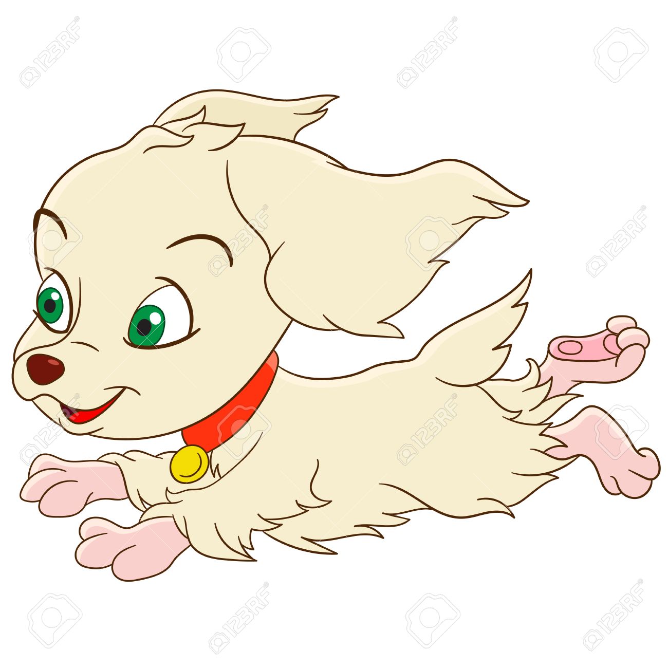cute and happy cartoon girlish spaniel dog is quickly and lively