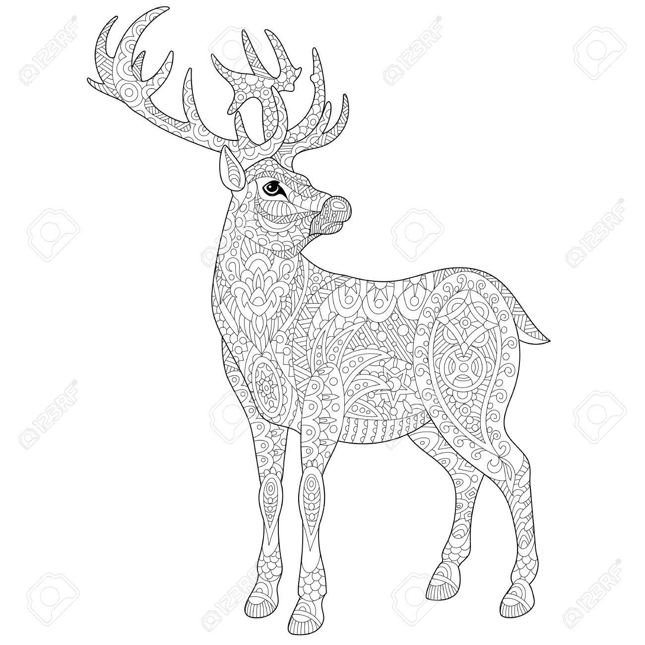 Stilisierten Cartoon-Hirsch (Hirsch, Weihnachten Rentiere ...