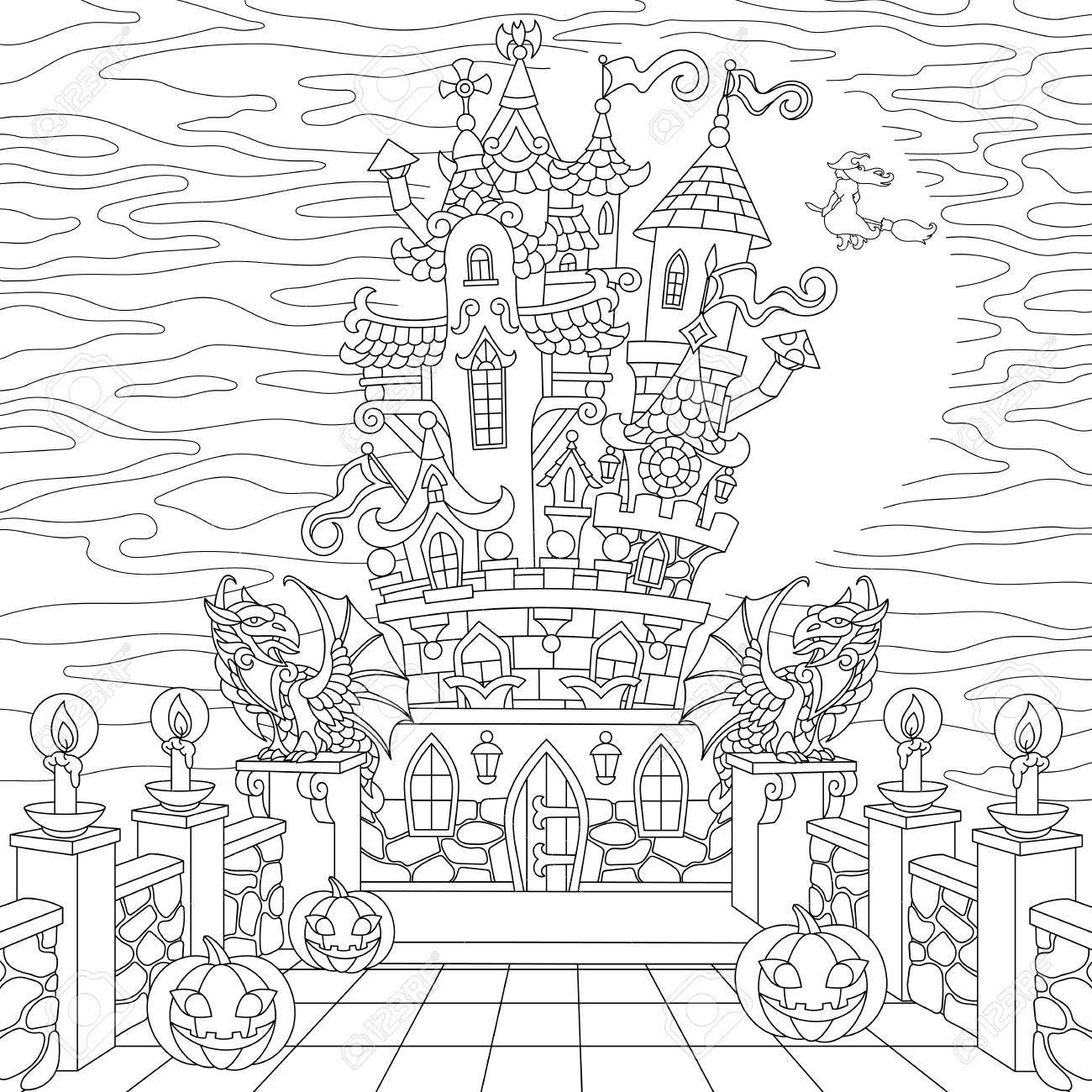 Bruxa do Dia das Bruxas - complexo - Dia das Bruxas - Coloring Pages for Adults
