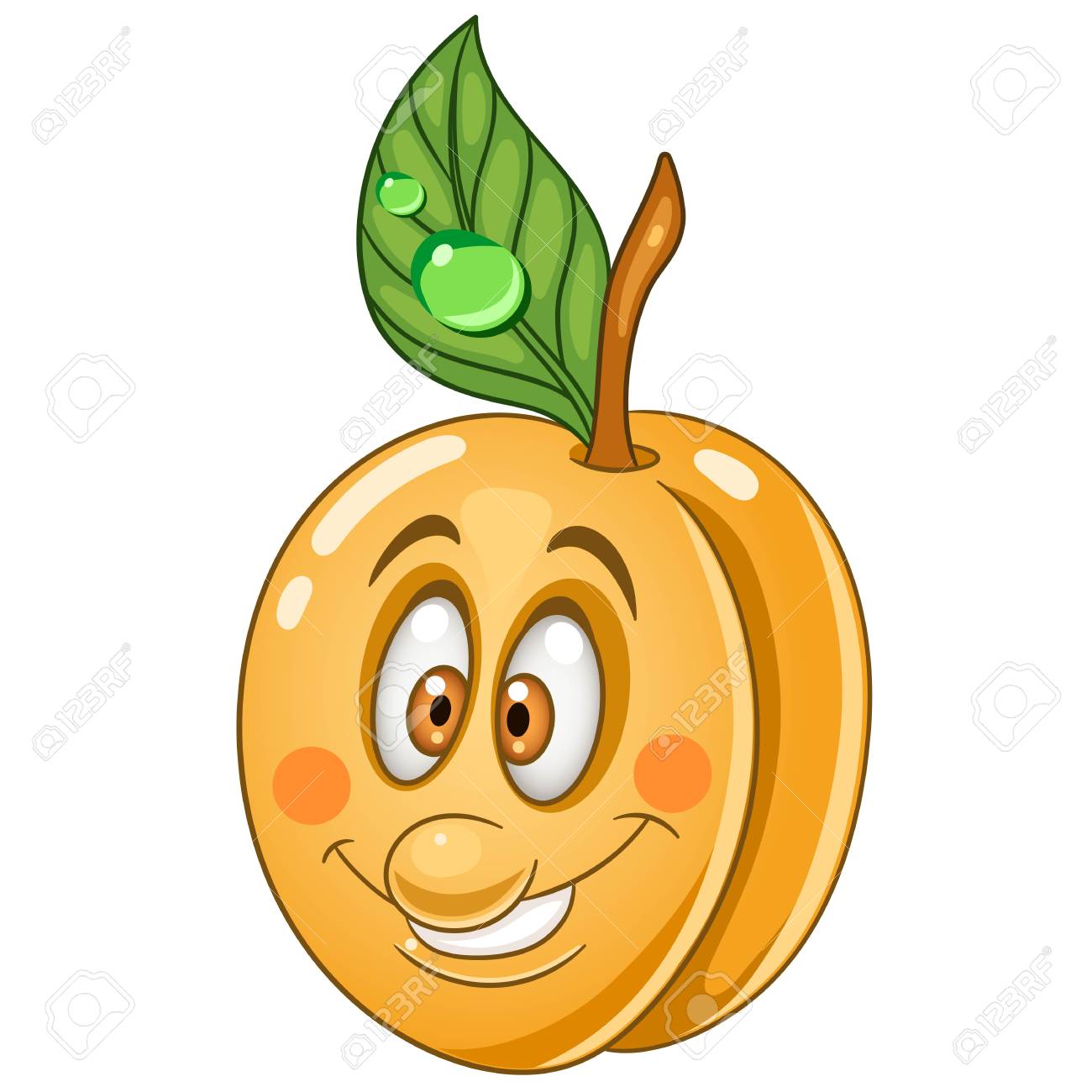 Icone De Dessin Anime D Abricot Caractere De Fruit Pour Le Livre De Coloriage Les Etiquettes Les Pieces Rapportees Ou Les Autocollants Des Enfants Clip Art Libres De Droits Vecteurs Et Illustration