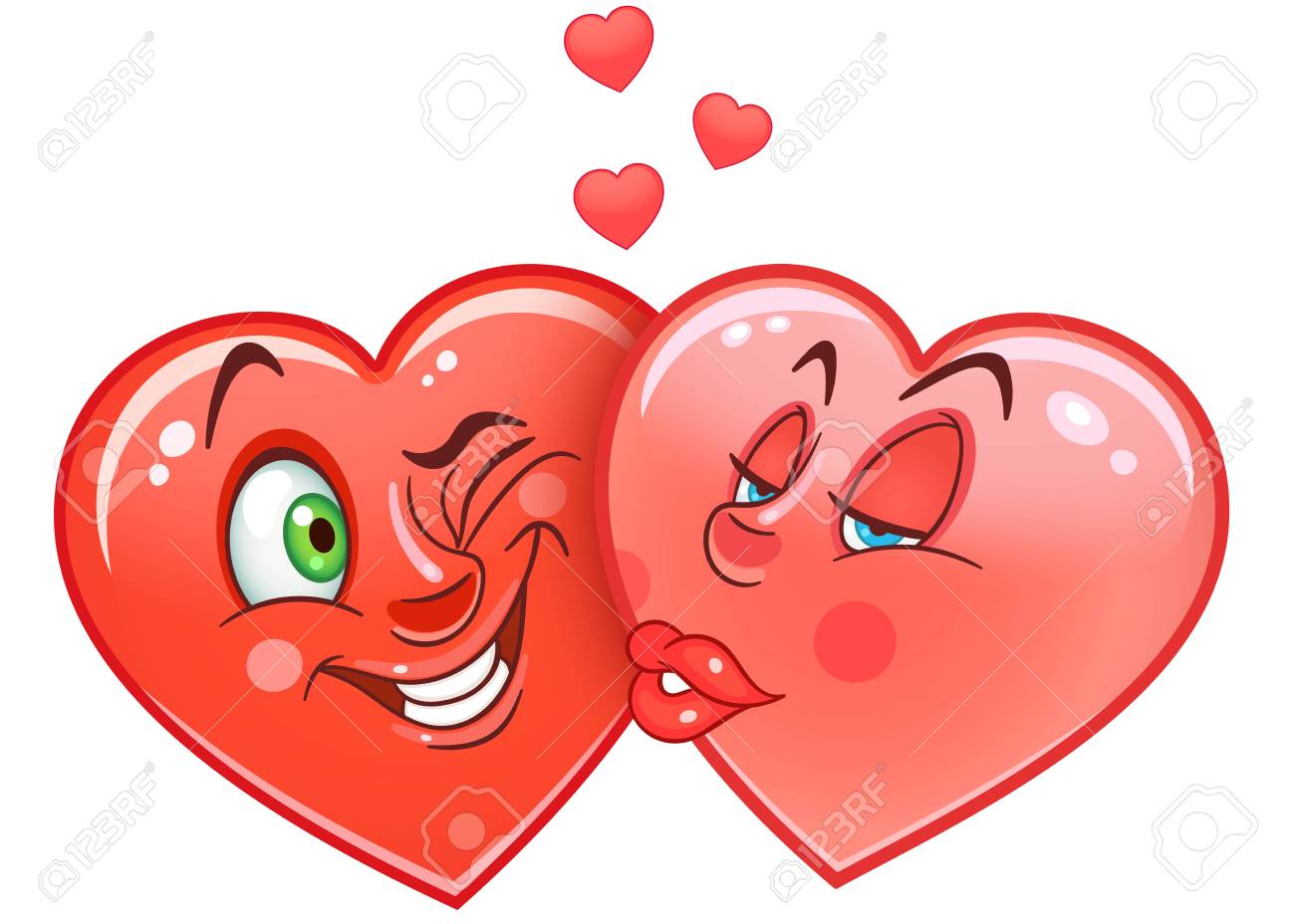 Cartoon Rote Herzen Kuss Emoticons Smiley Emoji Liebe Emotion Symbol Gestaltungselement Fur Happy Valentines Day Grusskarte Kinder Malbuch Seite T Shirt Druck Symbol Logo Label Patch Aufkleber Lizenzfrei Nutzbare Vektorgrafiken Clip Arts