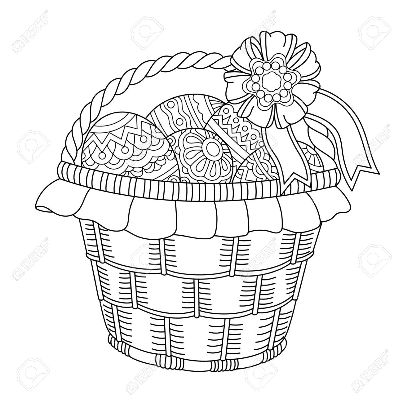 Coloring Page Easter Basket Cute Holiday Decoration Line Art Royalty Free Cliparts Vectors And Stock Illustration Image 146886753