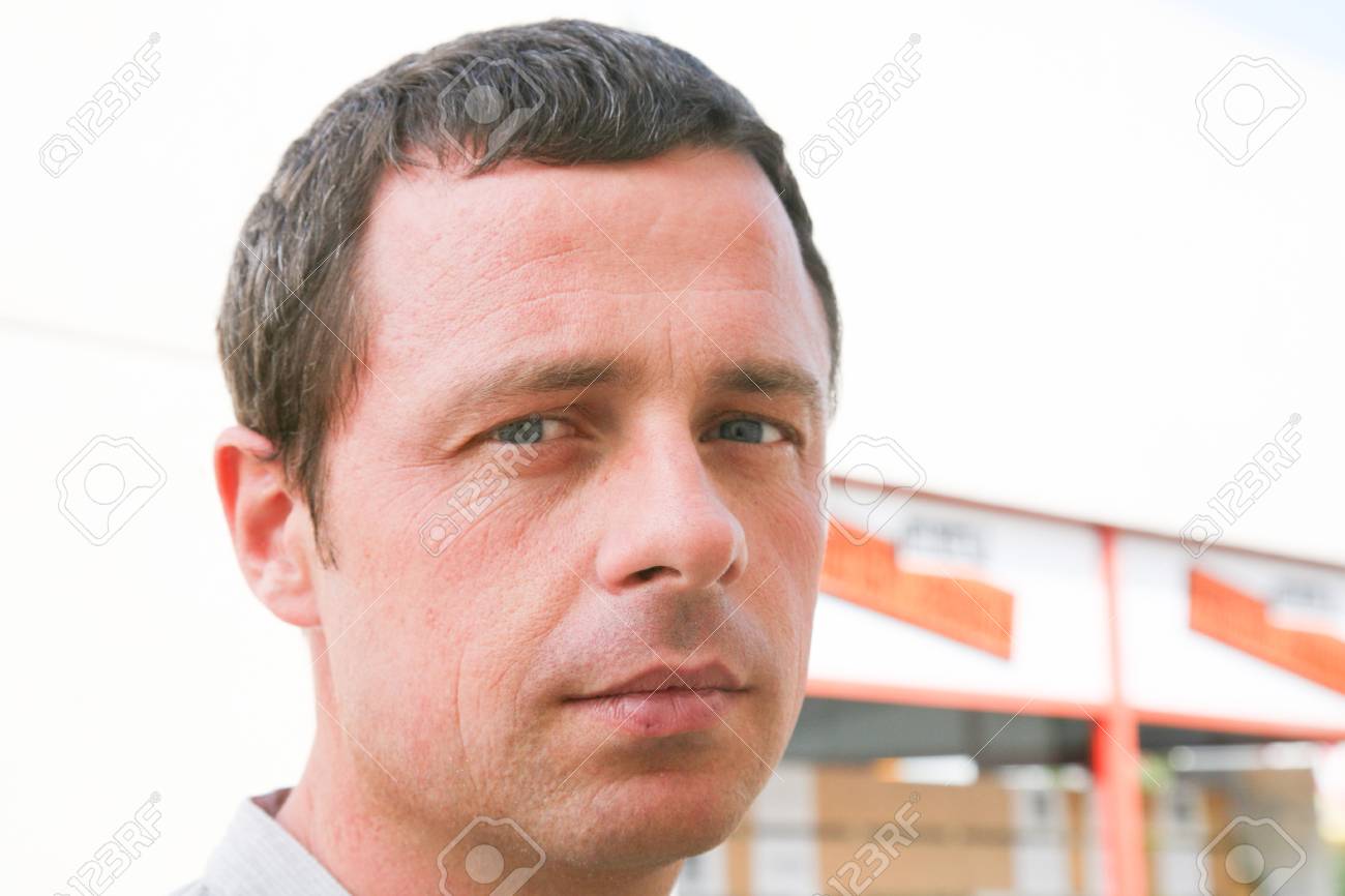 Negative Face For Handsome Man With Short Hairs Stock Photo