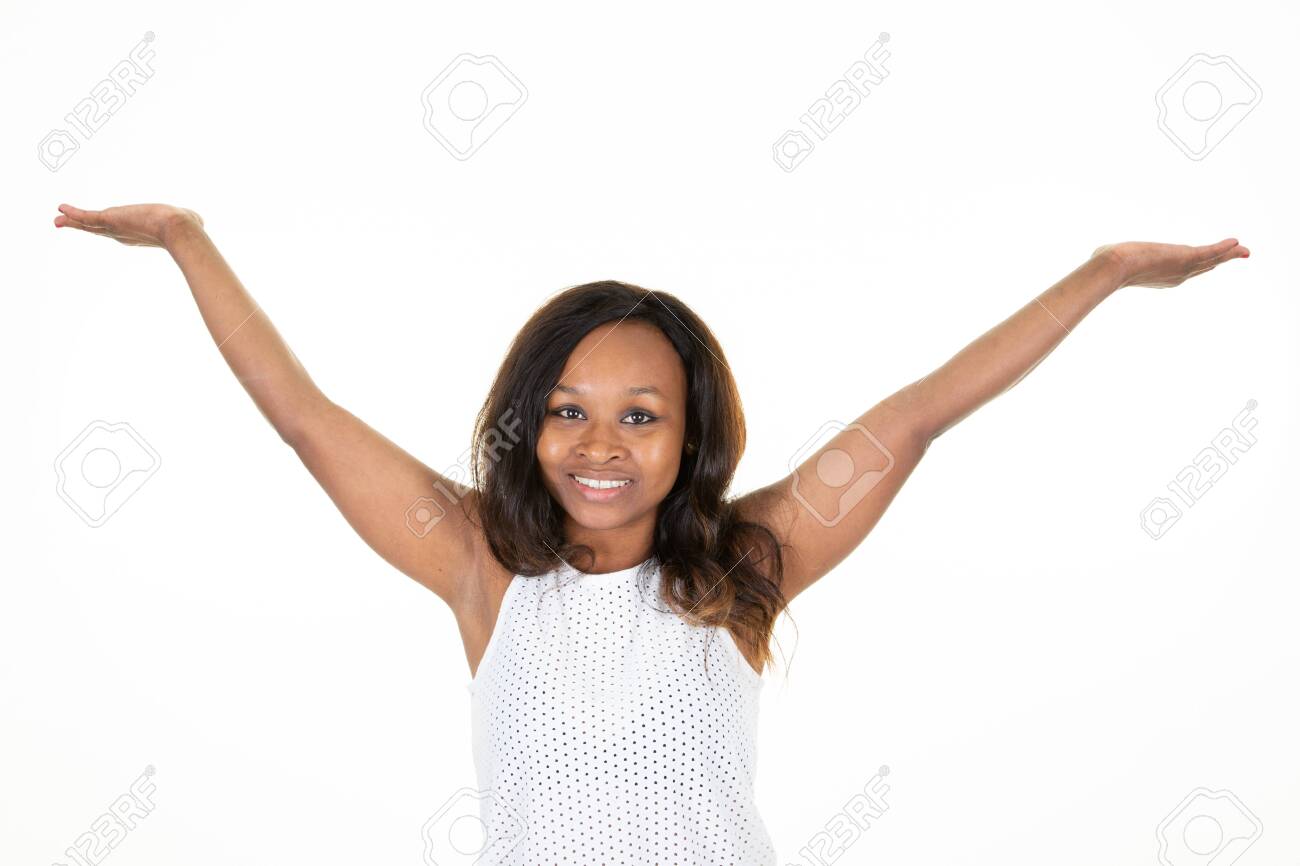 Sylvain RobinExcited Happy Young Woman Pointing