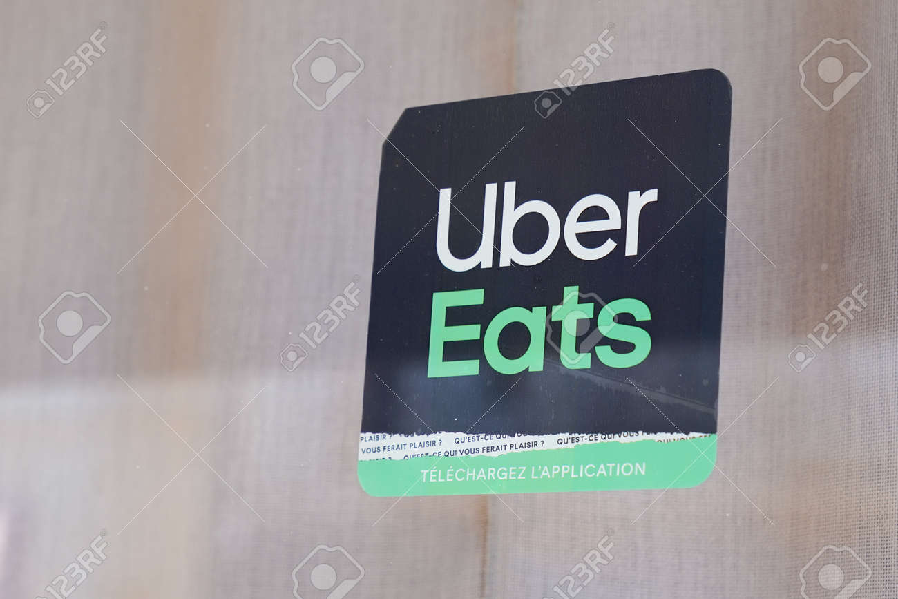 Bordeaux, Aquitaine France - 10 25 2021: Uber Eats Sign Logo And 