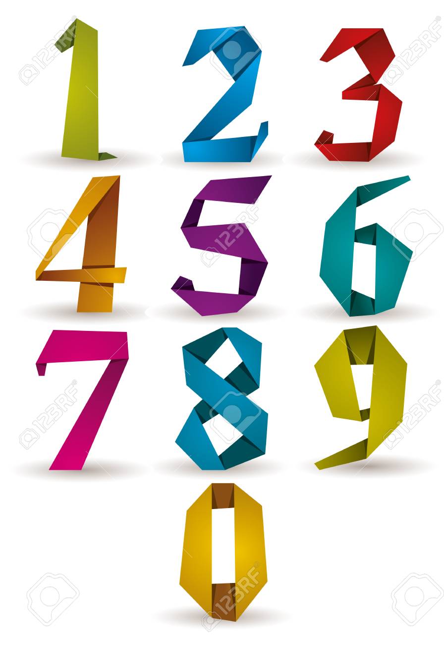 折り紙スタイルの数字セット ベクトル のイラスト素材 ベクタ Image
