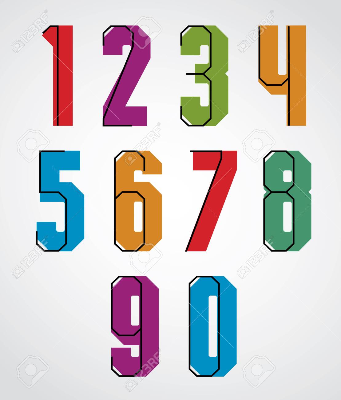 レトロな番号設定 太字の凝縮した数字書体 のイラスト素材 ベクタ Image レトロな番号設定 太字の凝縮した数字書体 のイラスト素材 ベクタ Image