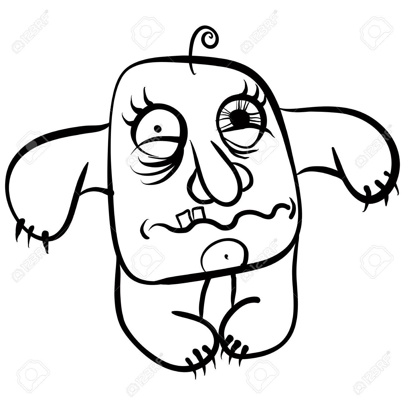 Weird Cartoon Monster Absolute Verruckt Numskull Portrait Gut Das Ist Wie Ich Mich Fuhle Wenn Sie Es Herunterladen Schwarzen Und Weissen Linien Vektor Illustration Lizenzfrei Nutzbare Vektorgrafiken Clip Arts Illustrationen Image 33614257