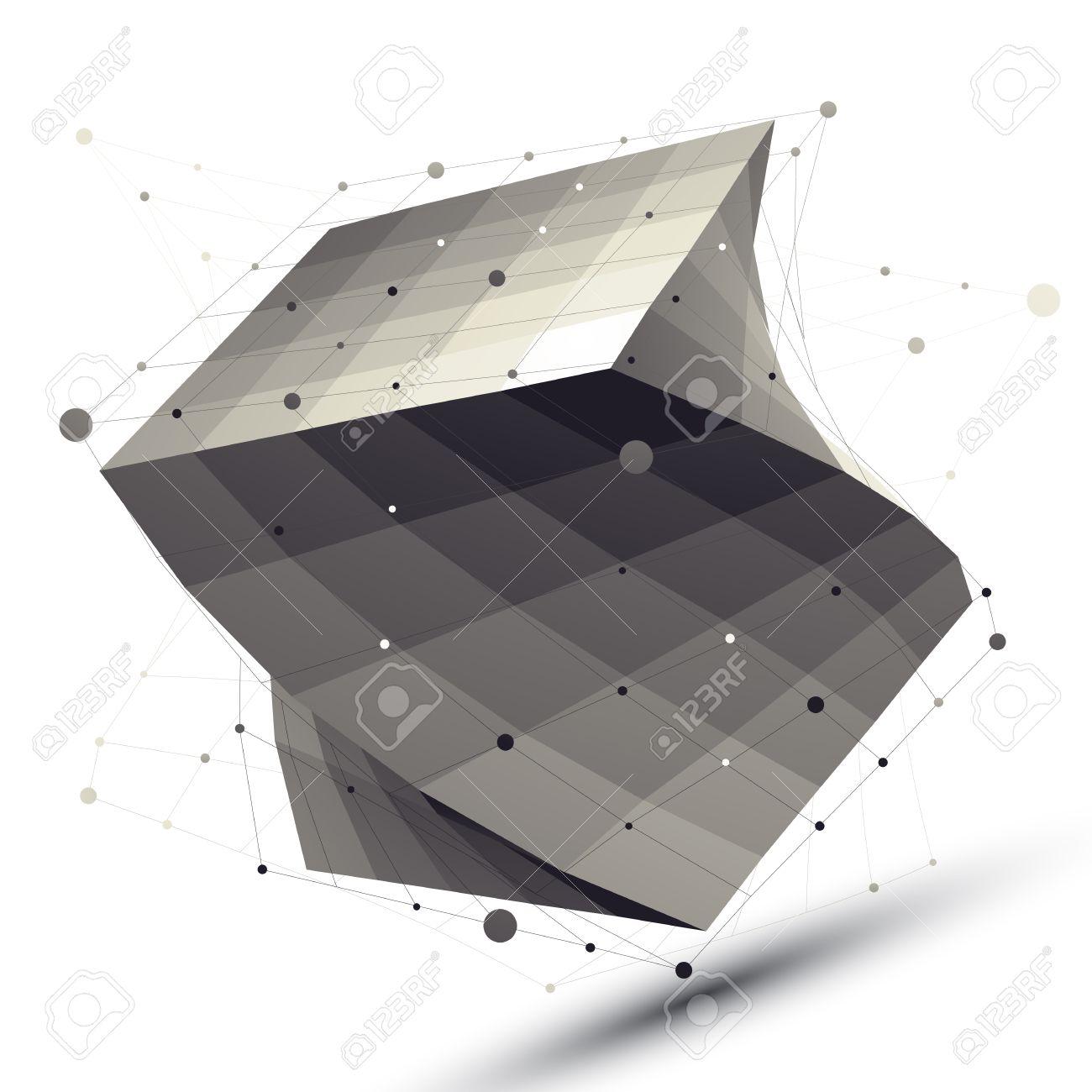 Abstract deformed vector squared object with lines mesh isolated on white background. - 33631310 Abstract deformed vector squared object with lines mesh isolated on white background. - 33631310