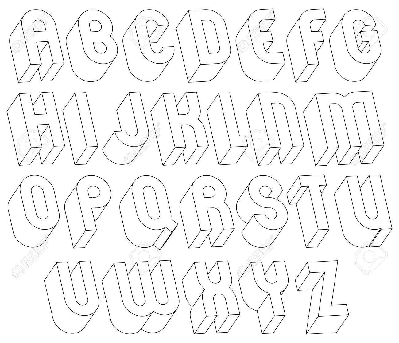 Uitgelezene Black And White 3d Font Made With Thin Lines, Single Color Simple BT-09