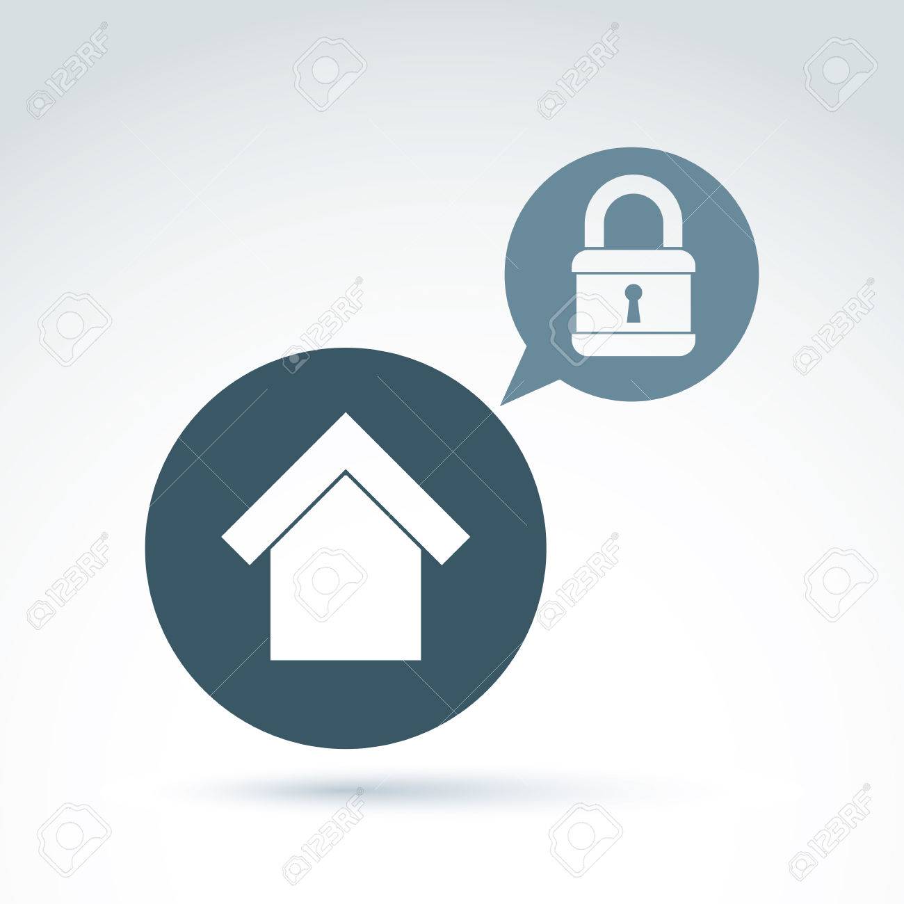 Vorhangeschloss Und Und Haus Klassische Ikone Wohnung Und Haus