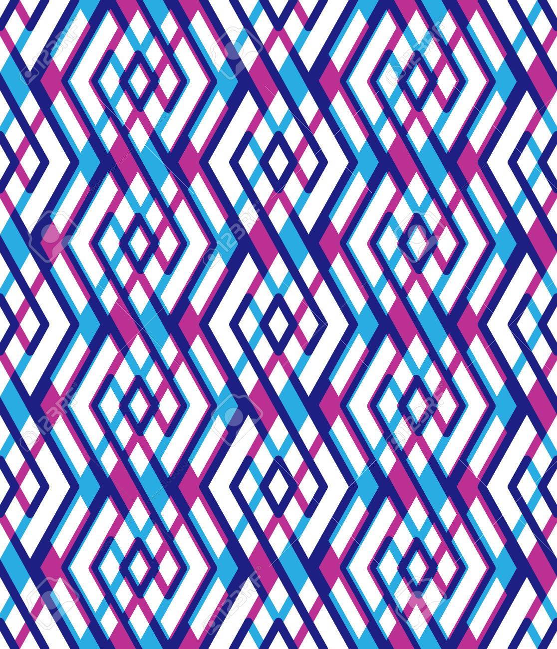 Interweave ラインと明るい抽象的なシームレスなパターン サイケデリックな壁紙のストライプ 無限の装飾的な背景 珍しい幾何学模様 のイラスト素材 ベクタ Image