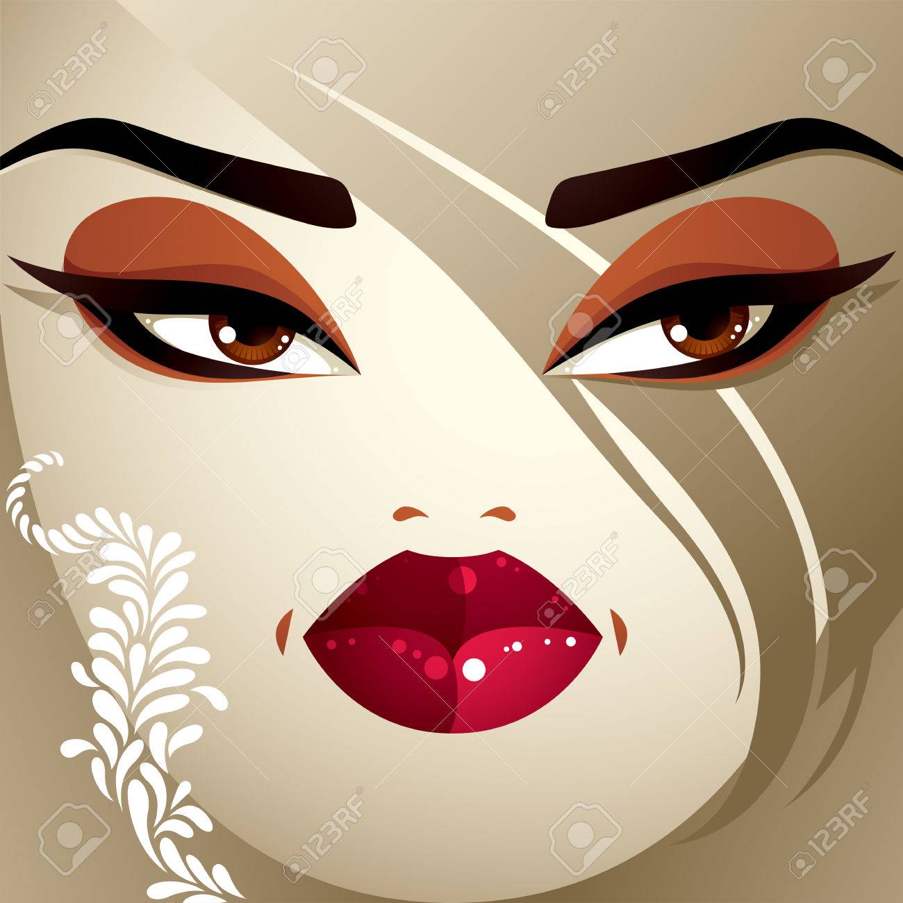 かわいい女の子の顔の感情表現 モダンな化粧とロックとスタイリッシュな髪型の怒っている女性 のイラスト素材 ベクタ Image