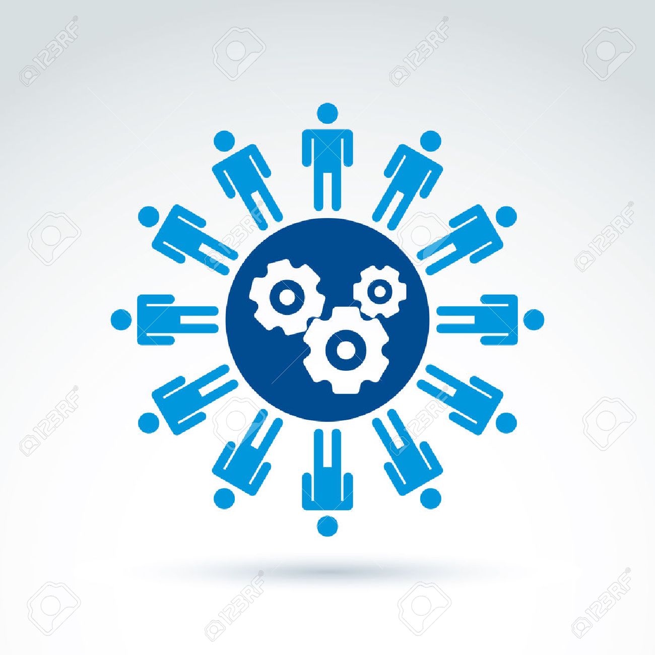 Vector illustration of gears - enterprise system theme, organization strategy concept. Cog-wheels, moving parts and people – components of manufacturing process. - 43234323 Vector illustration of gears - enterprise system theme, organization strategy concept. Cog-wheels, moving parts and people – components of manufacturing process. - 43234323