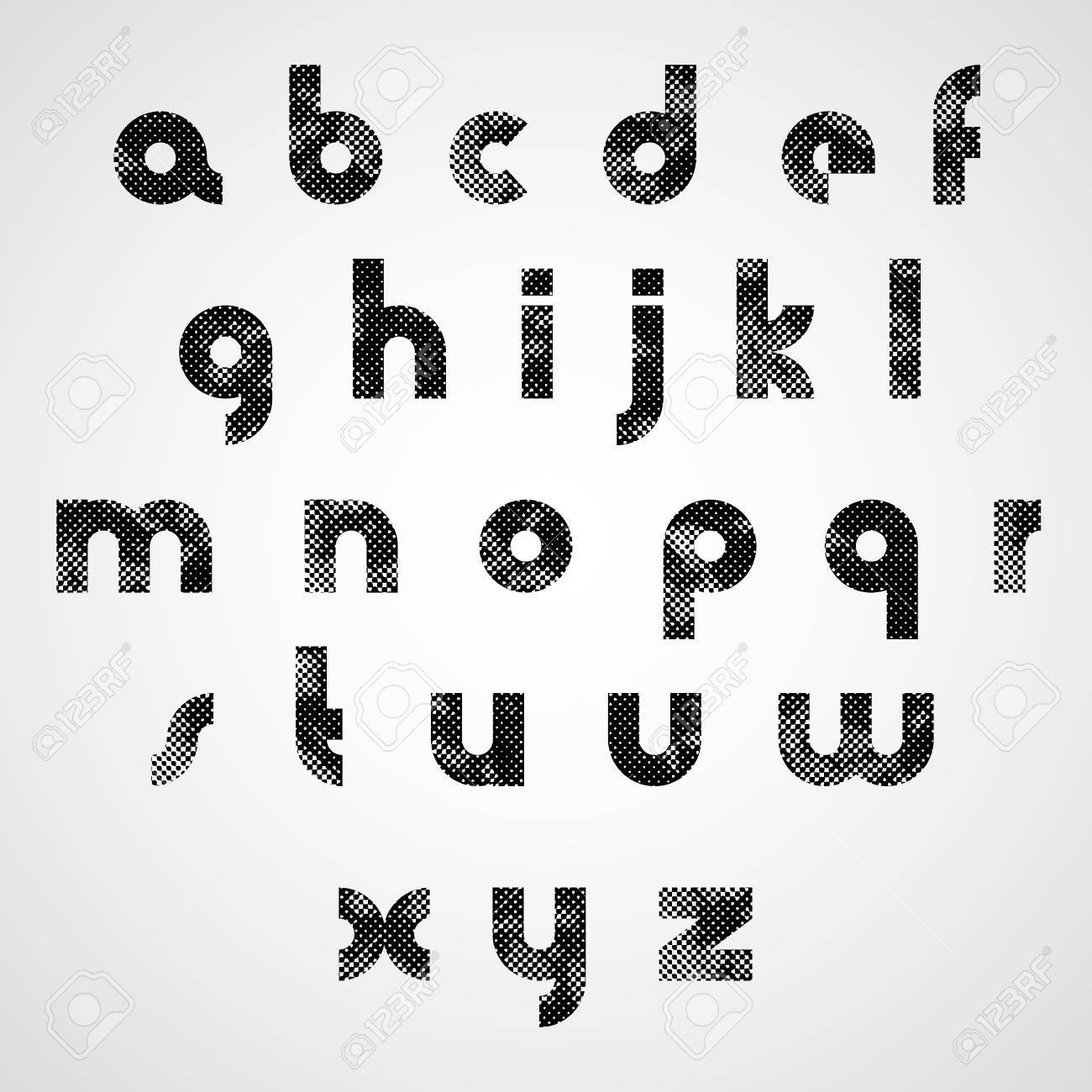 black dotty graphic lower case letters round industrial font industrial font
