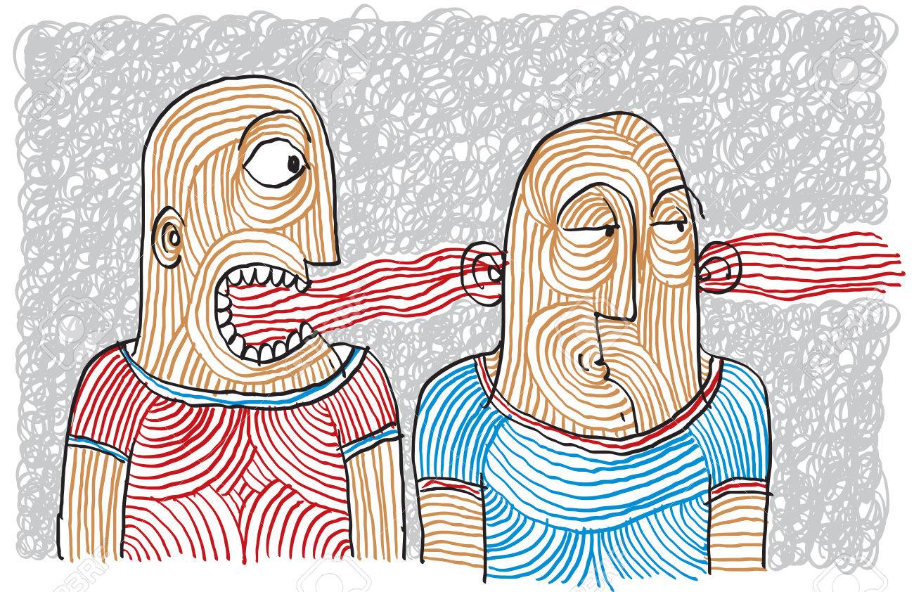 二人の紛争の図面 異なる気質 短気 無気力の手描きイラスト のイラスト素材 ベクタ Image