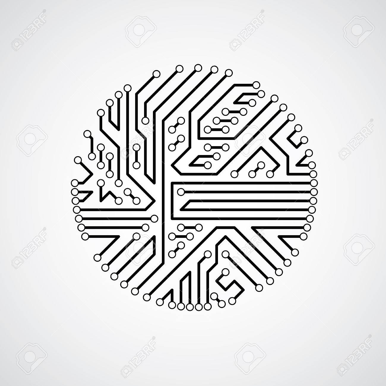 futuristic cybernetic scheme vector motherboard black and white