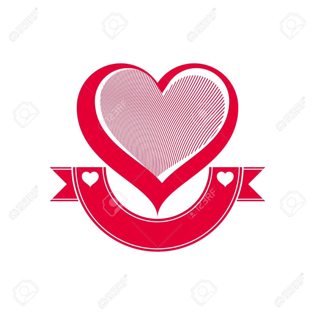 バレンタインデーの概念ベクトル アート イラスト 装飾的なリボンとハートを愛するします 結婚式のテーマのロマンチックな要素 美しいバレンタイン のイラスト素材 ベクタ Image