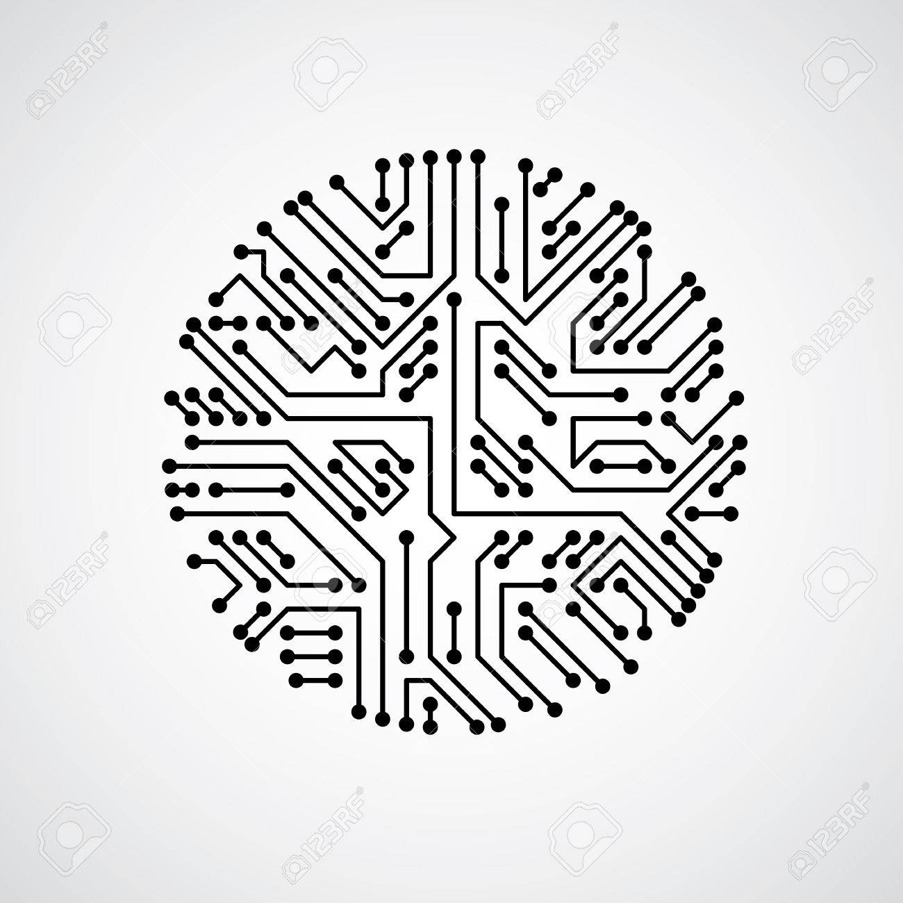 futuristic cybernetic scheme vector motherboard black and white